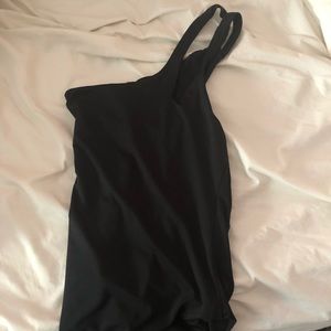 One shoulder bodysuit with cutout strap
